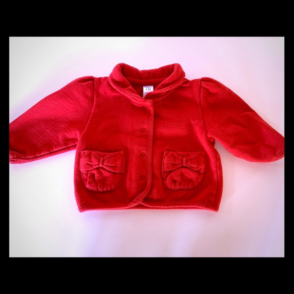 Baby Gap Red Bow Sweatshirt Jacket - Picture 2 of 5